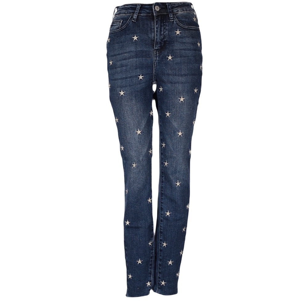 JUDY BLUE Skinny Fit Star Embroidery Jeans